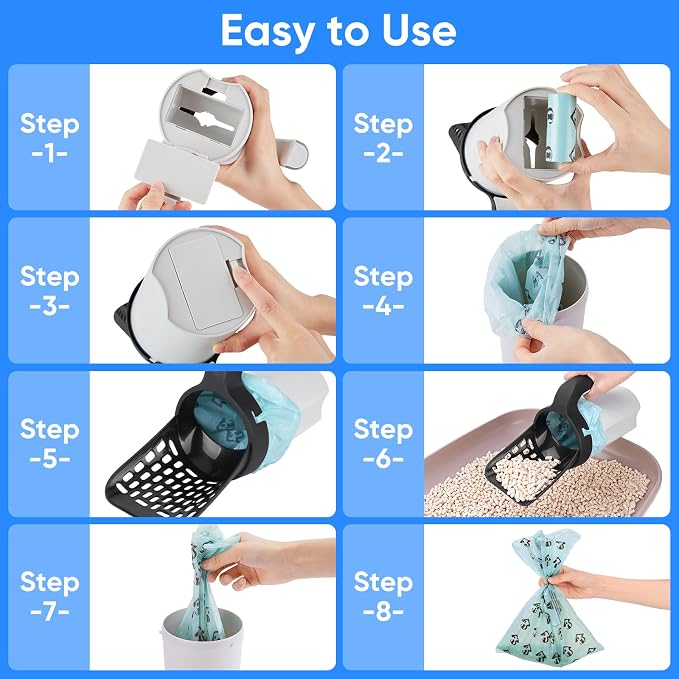 MYPIN Cat Litter Scooper with Holder, Upgraded Cat Litter Shovel with Bags and - Image 7