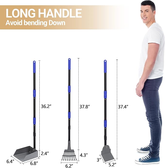 Heeyoo Dog Pooper Scooper, Dog Poop Tray and Rake Set, Pet Waste Removal Scoop - Image 3