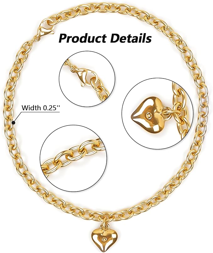 HOWWFALY Dog Collar and Cat Chain Necklace Stainless Steel Adjustable 18K Gold - Image 4