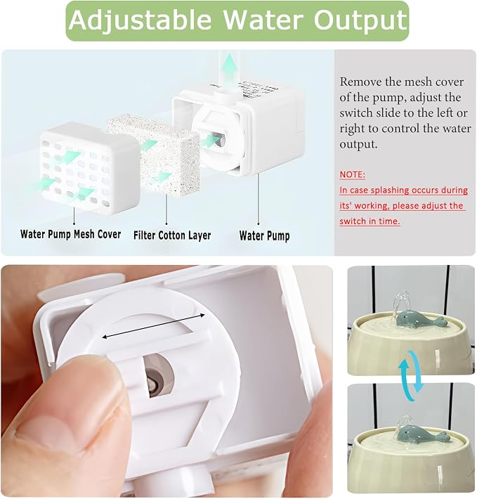 Ceramic Cat Water Fountain, 45oz/1.3L Ultra-Silent Automatic Pet Drinking Water - Image 2