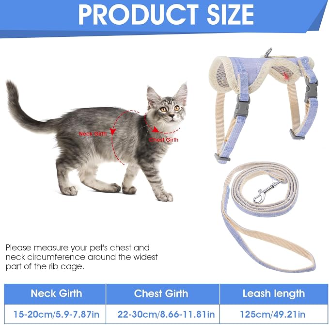 TIESOME Cat Harness and Leash Set, Adjustable Gradient Kitten Harness Escape - Image 2