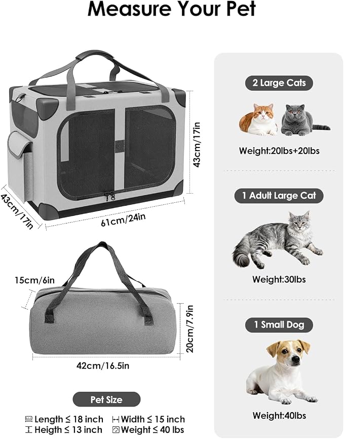 Extra Large Cat Carrier for 2 Cats, XL - Image 7