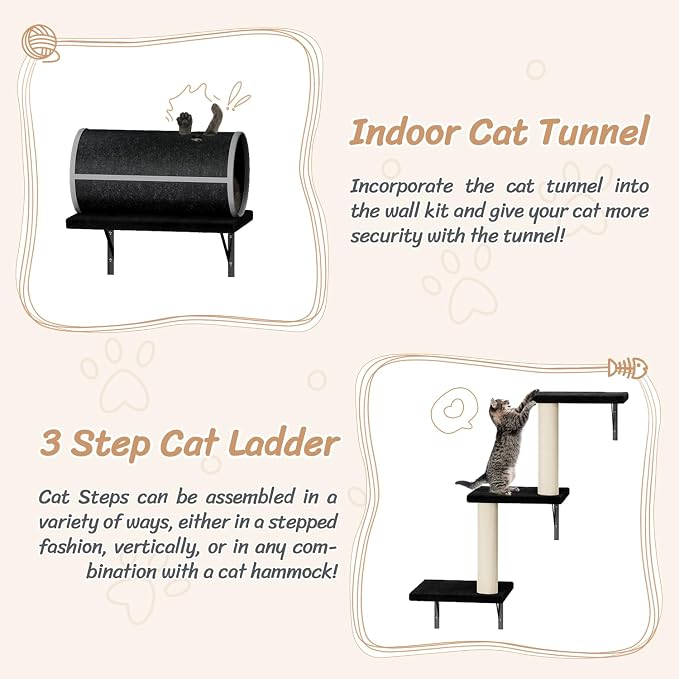 NUNU LAB Cat Wall Shelves Set, Scratching Post, Wall Shelves - Image 5