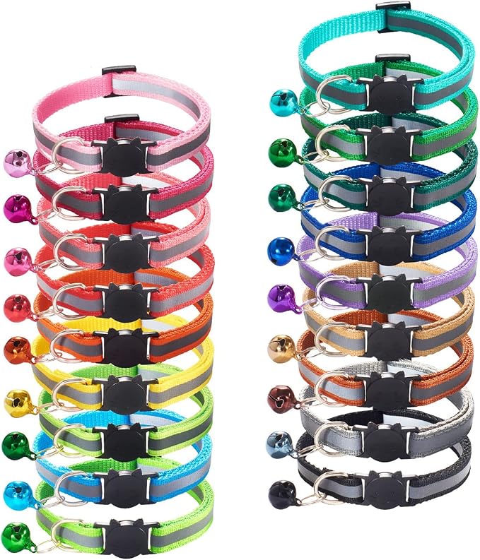 18Pcs Reflective Cat ID Collars by Flymind