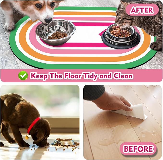 Dog Feeding Mat 24''x16'', Absorbent Pet Food Mat, No Stains Quick Dry Pet - Image 5