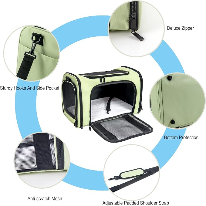Soft Sided Carrier for Small Medium Cats Dogs, TSA Airline Approved Collapsible - Image 3
