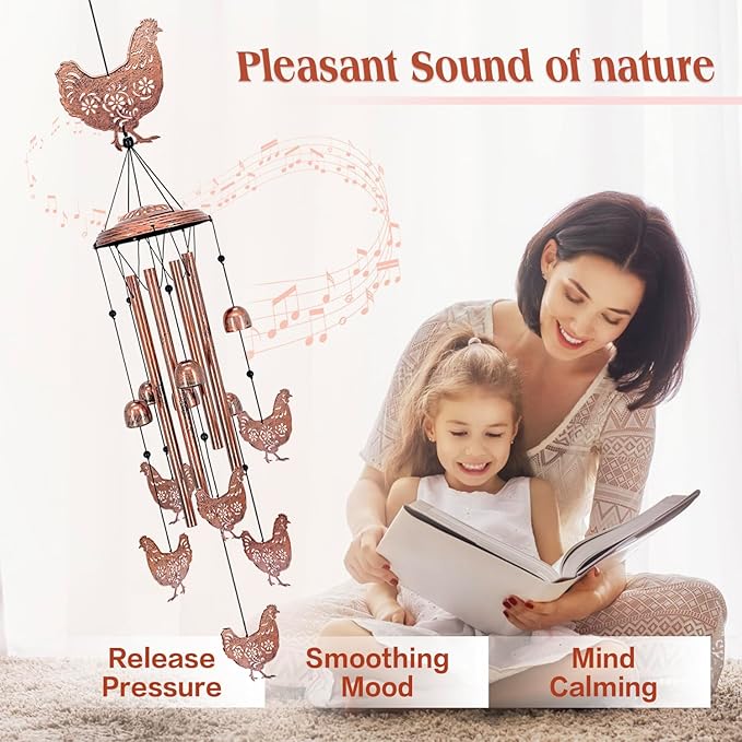 Chicken Wind Chimes for Outside, Chicken Gifts for Women/Men/Sympathy/Memorial - Image 3