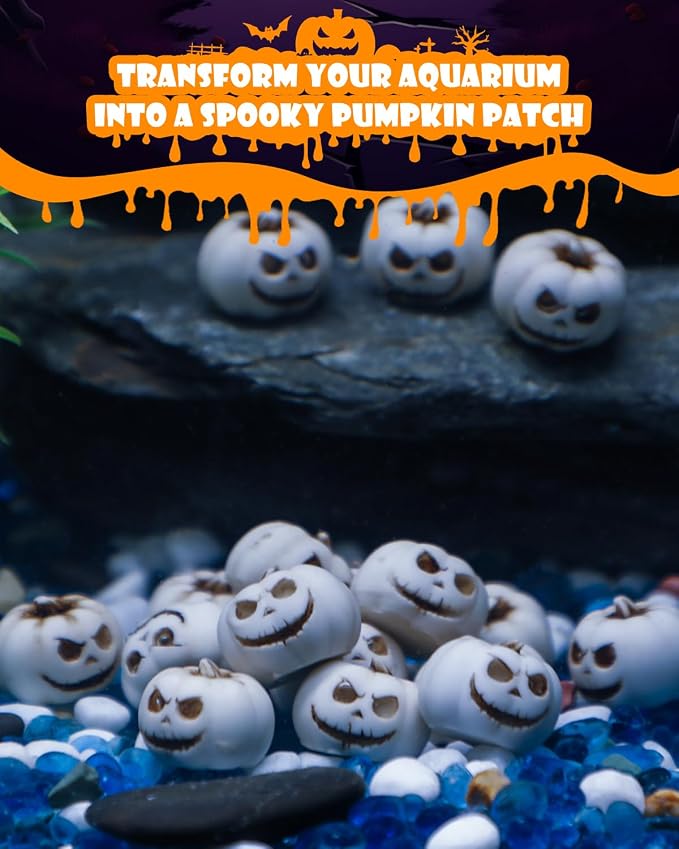Uniclife 20 Pcs Halloween Mini Pumpkin Decorations, Halloween Fish Tank Decor - Image 6