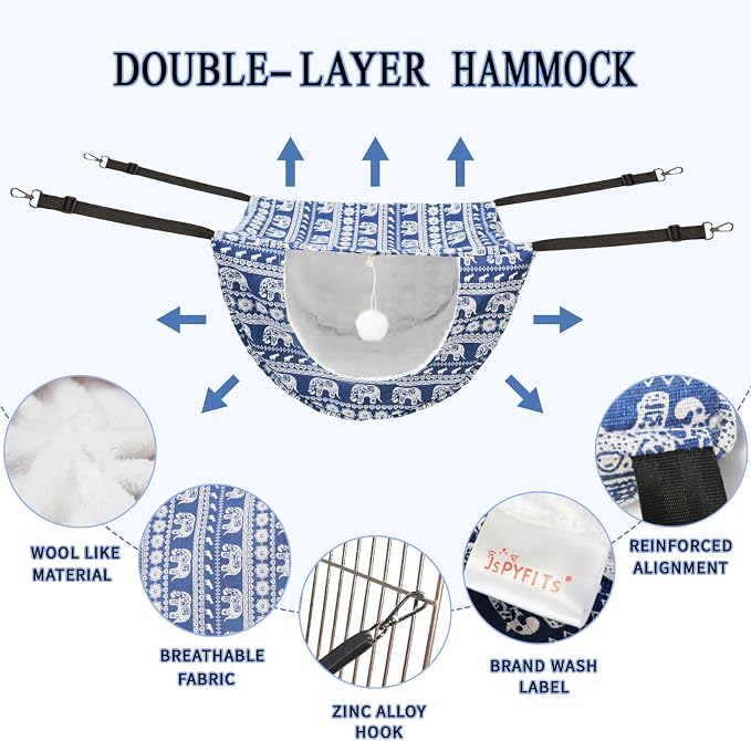 JSPYFITS Cat Cage Hammock with Ball, Double Layer Hanging Adjustable Soft Pet - Image 4
