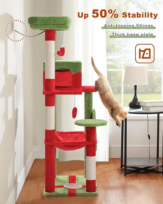 Cat Christmas Tree for Indoor Cats – 56.3“ Cat Proof Christmas Tree Tower - Image 7