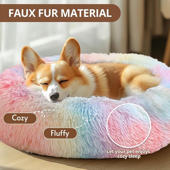 JOLLYVOGUE Calming Dog Bed Medium Size Dog, Anti-Anxiety Donut Medium Pet Bed - Image 2