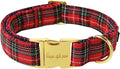 Unique style paws Dog Collar Scottish Plaid Black Red Metal Buckle Durable by Uniquestylepaws