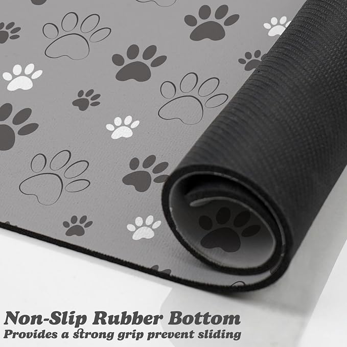 Dog Food Mat, Absorbent Water Bowl Mats Cat Pet Feeding Placemats Light Gray 17 - Image 3