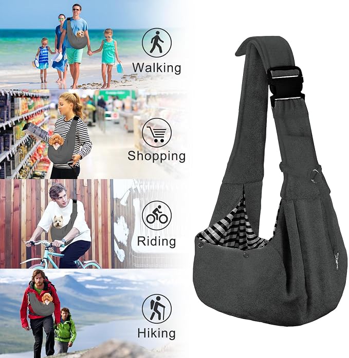 PETLOFT Reversible Dog Cat Sling Carrier, Small Carrier, Adjustable Sling - Image 7