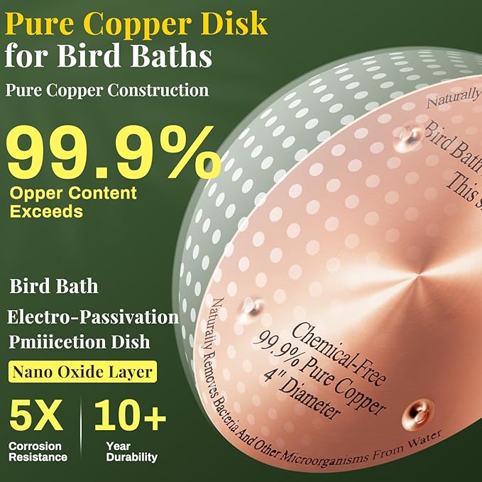 8 Pcs Bird Bath Copper Disk, 0.6mm Thick Reinforced 99.99% Pure Copper Birdbath - Image 3