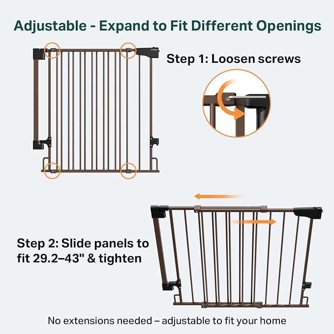 Cumbor 29.2–43" Baby Gate for Stairs, Wall-Mounted, Expandable No Bottom Bar - Image 3