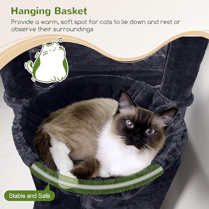 Globlazer Cat Tree Tower, 76-Inch Extra Tall Multi-Level Cat Furniture - Image 5