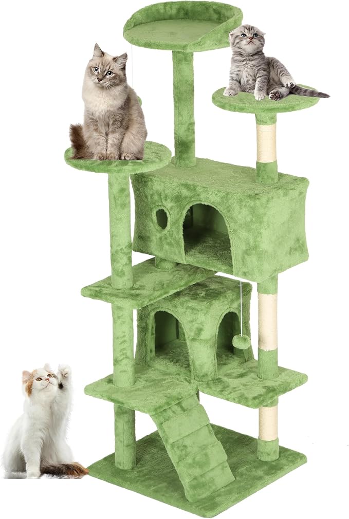 FDW | 54" Cat Tree Tower | Green | Multi-Level Indoor Activity Center by FDW
