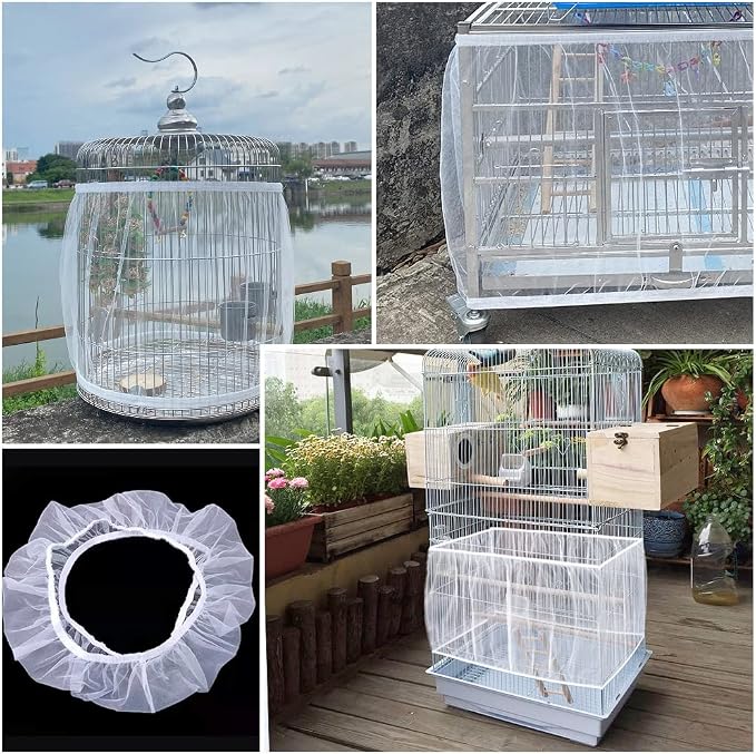 Soft Airy Bird Cage Net Cover, Bird Cage Seed Catcher, Skirt Guard Gauze - Image 4