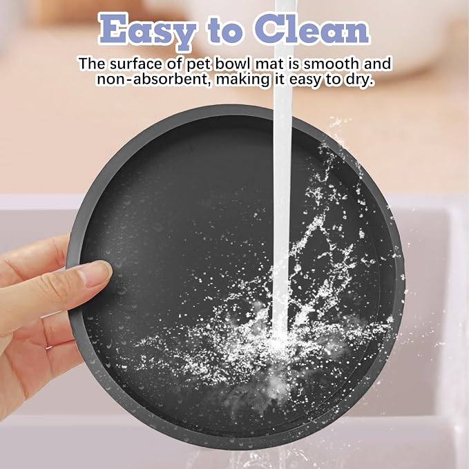 BNOSDM 2 PCS Dog Feeding Mat Black Silicone Pet Food Mats Waterproof - Image 4