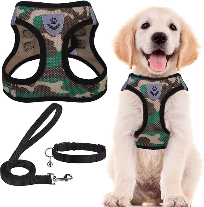 PUPTECK Adjustable Dog Harness Collar and Leash Set Step in No Pull Pet Harness by PUPTECK