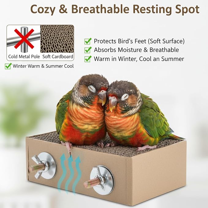 Paper Bird Perches Stand Platform Bird Chew Toy Parrot Cage Perch Cardboard - Image 7
