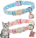 DOGWONG 2 Pack Easter Day Cat Collar Breakaway, Safety Adjustable Easter Plaid by DOGWONG