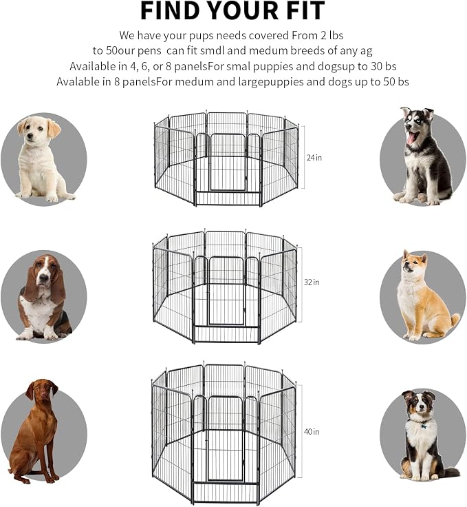 Dog Playpen, 32/40/45 Inch Height in Heavy Duty, Folding Indoor Outdoor - Image 3