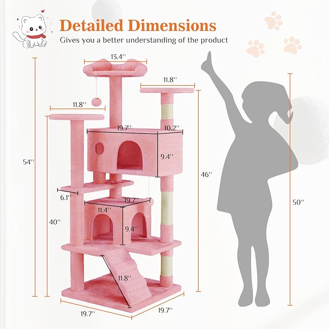 Sweetcrispy 54-Inch Cat Tree Tower – Multi-Level - Image 4