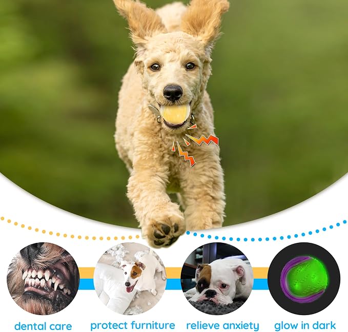 Glow Dog Ball, 2.5” Squeaky Dog Toy Ball, Dog Rubber Ball Toys - Image 6