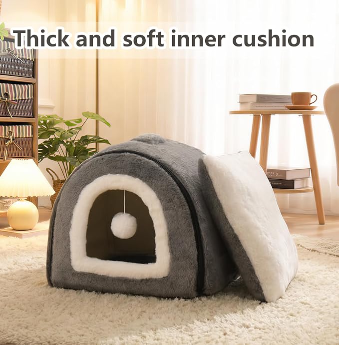 Cat Bed for Indoor Cats，Foldable cat cave，Anti-Slip & Water-Resistant - Image 4