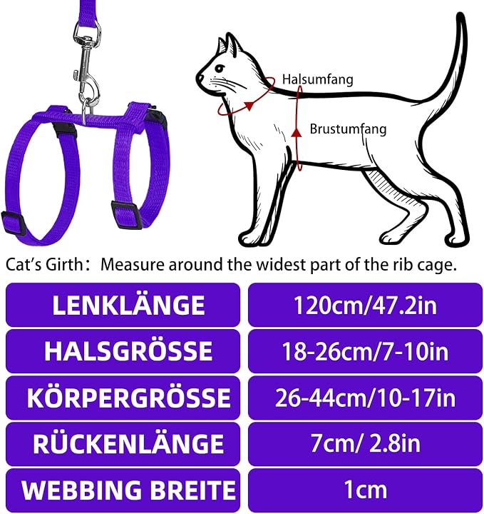PUPTECK Adjustable Cat Harness and Leash Set Escape Proof Kitten Strap Collar - Image 2