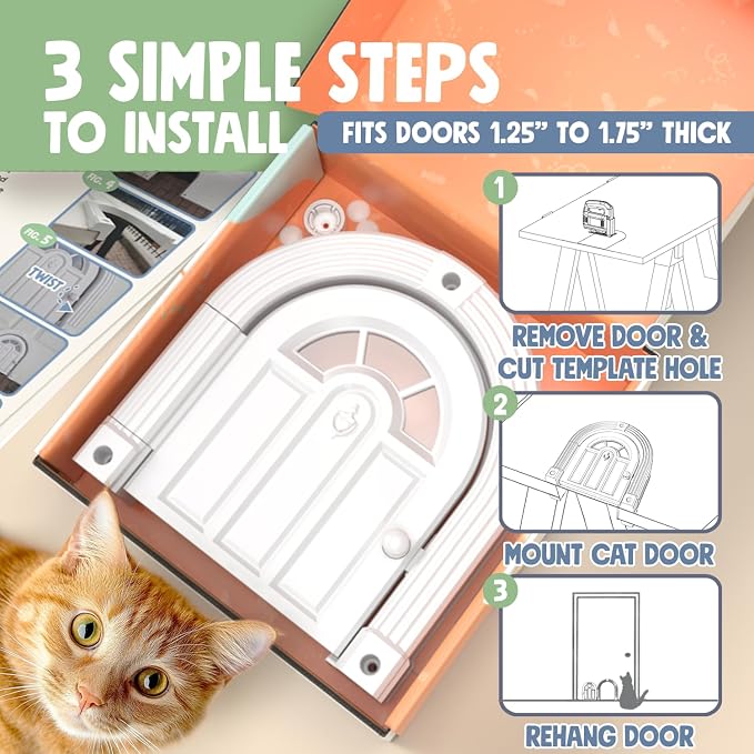 Purrfect Portal Meow Manor® Cat Door Interior Door - Image 4