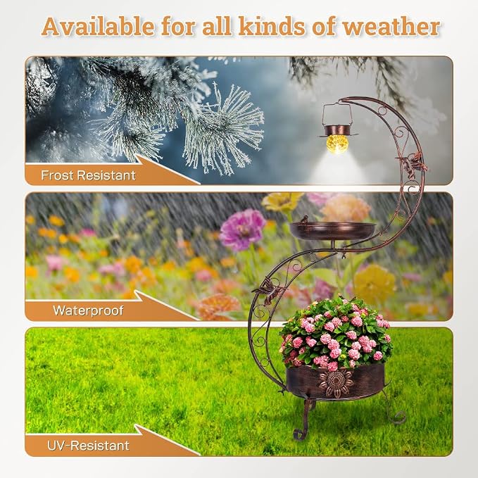 VEWOGARDEN S Bird Baths for Outdoors Metal Standing Bird Bath - Image 4
