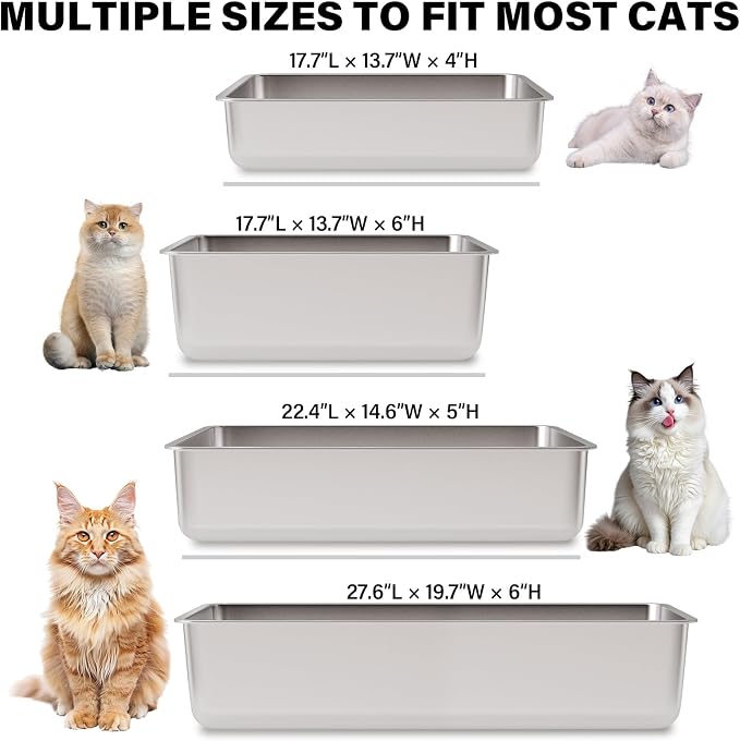 Stainless Steel Litter Box, Extra Large Metal Litterbox - Image 6