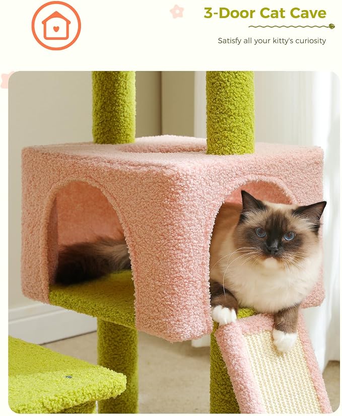 Flower Cat Tree 47.2" Multi-Level Cat Tower - Image 3
