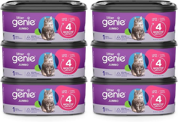 Litter Genie Refill Bags | Jumbo 6-Pack 168 total ft | Up to 24 months of by LitterGenie