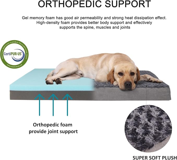 Orthopedic Memory Foam Bed for Medium Dogs, Cooling Crate Mat - Image 2