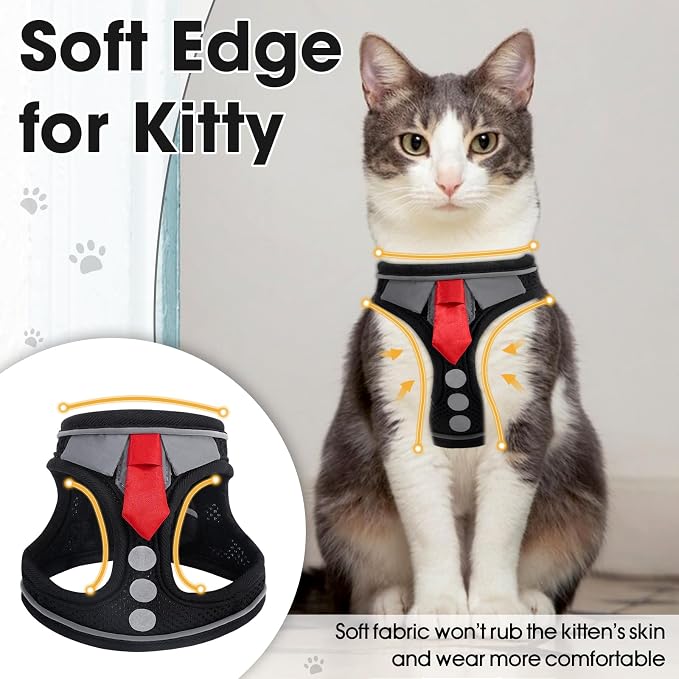 Cat Harness and Leash Set for Walking Escape Proof, Soft Adjustable Kitten - Image 3