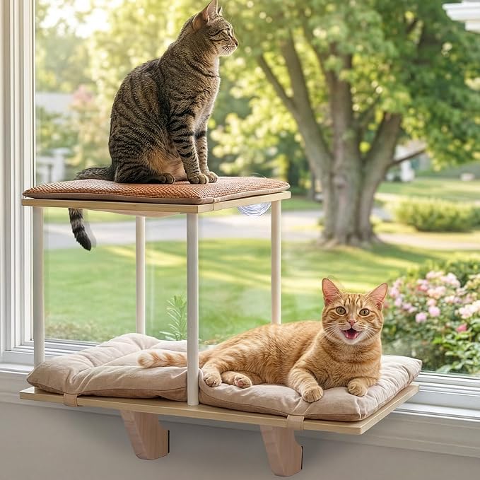 PETSFIT Cat Window Perch, Dual-Level Hammock by Petsfit