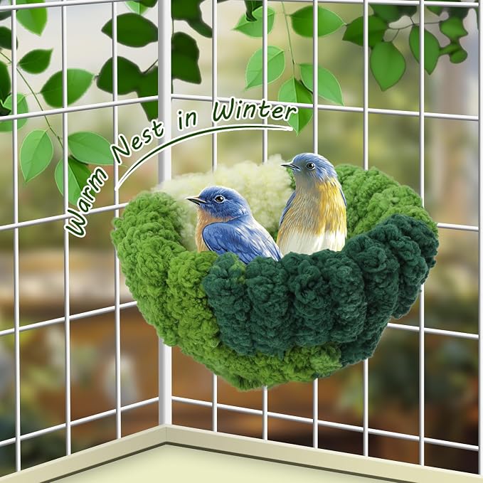 Bird Nest for Cage, Plush Hanging Bird Bed for Parakeet, Breeding Bird House - Image 5