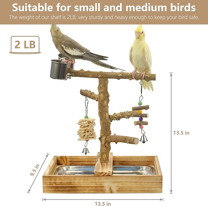 Natural Wood Bird Toys Playground, Bird Cage Accessories, Bird Perches - Image 3