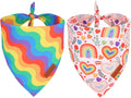 PTDECOR Rainbow Dog Bandanas Pride Day Dog Scarf Reversible Triangle LGBT+ by PTDECOR