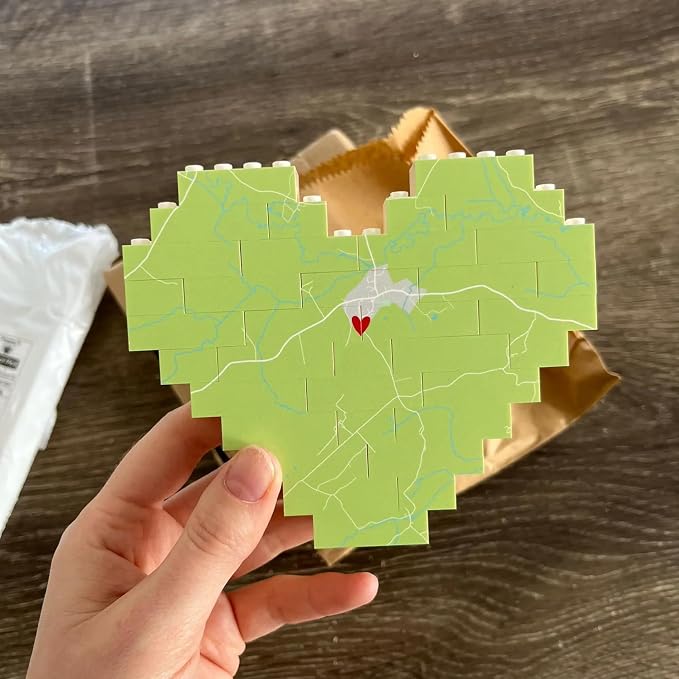 NAZENTI Personalised Map Print Heart Building Block, Wedding Present, - Image 4