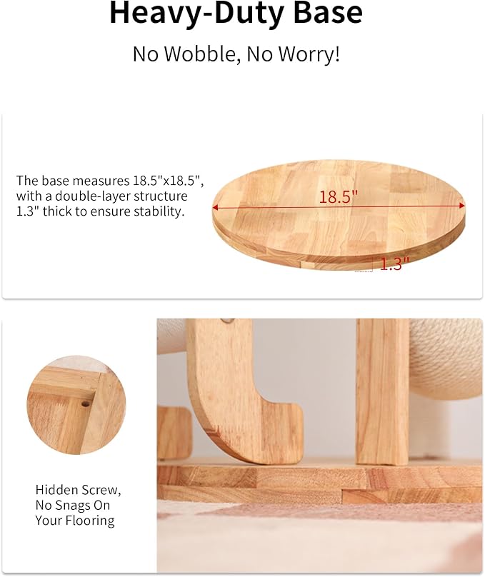 Wood Cat Tree for Large Cats, Modern Cat Tree Tower - Image 8