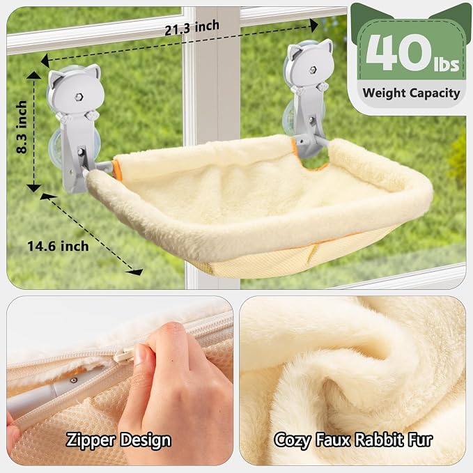 Cat Window Perch Cordless, Foldable & Stable Cat Beds- Breathable Cat Window - Image 5