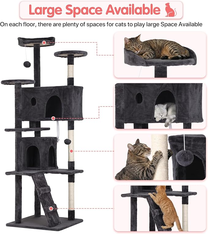 70in Cat Tree Cat Climbing Tower - Image 2