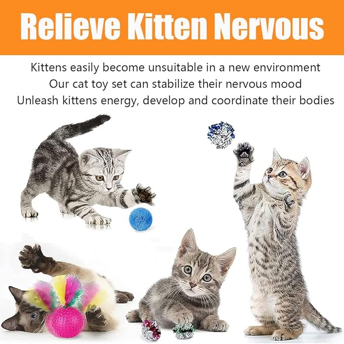21 Pcs Cat Toys for Indoor Cats Collapsible Cat Tunnel Interactive Feather - Image 3
