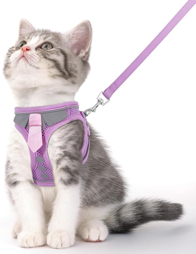 Cat Harness and Leash Set for Walking Escape Proof, Soft Adjustable Kitten by NCMAMA