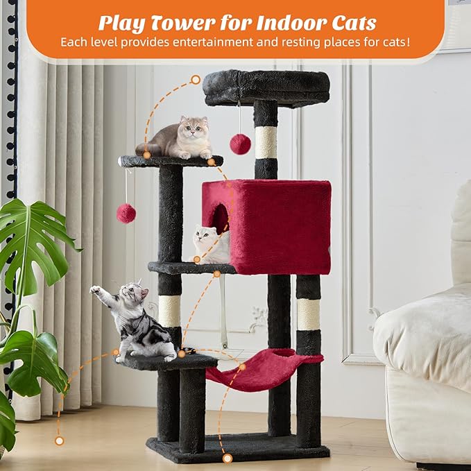 Sweetcrispy 44 inch Cat Tree Tower, Small Cat Climbing Tower - Image 4